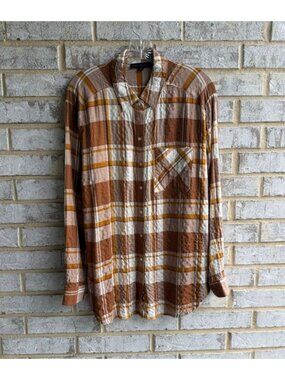 Jane+Delancey Long Sleeve Button Front Collared Plaid Shirt Women's Size M